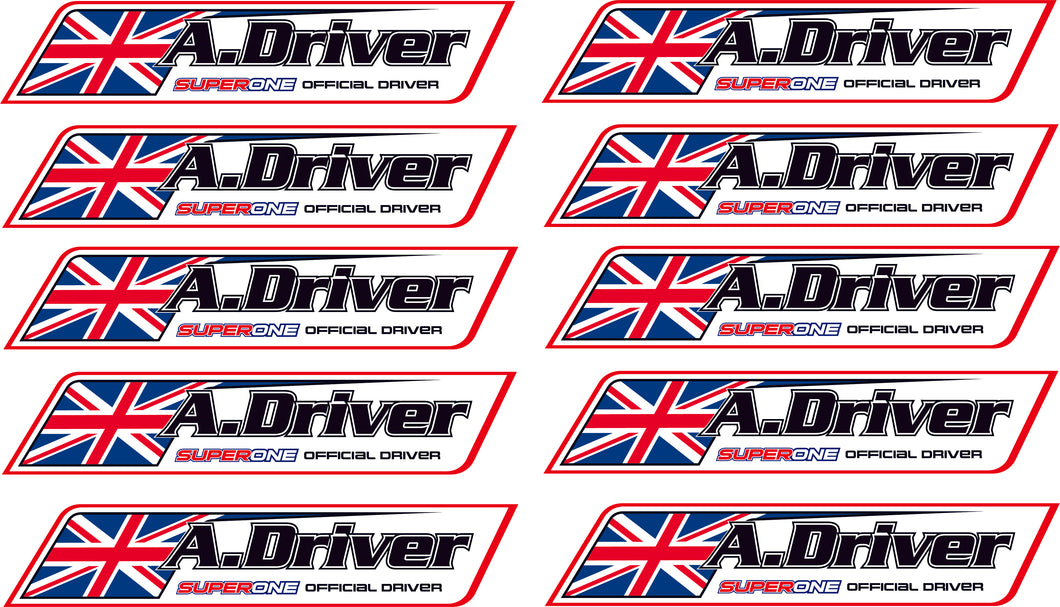 Super One Official Driver Name Stickers (Set of 10)